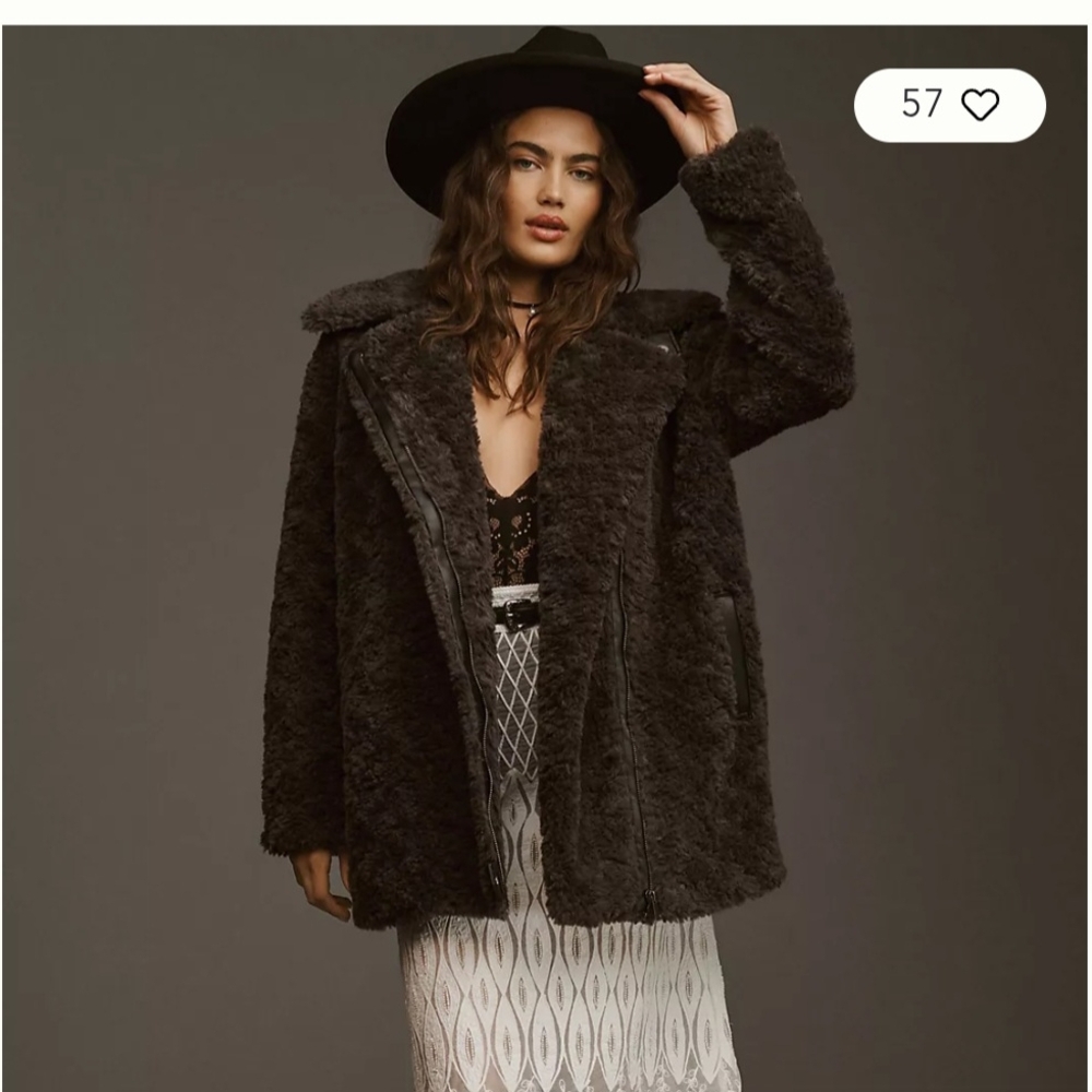 Anthropologie Dark Gray/Brown Teddy Jacket